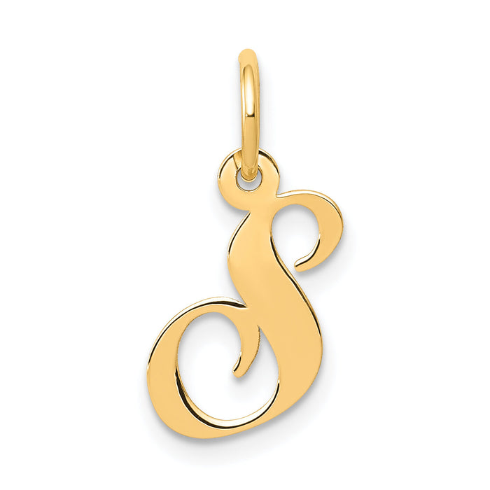 14K Small Fancy Script Letter S Initial Charm-YC650S