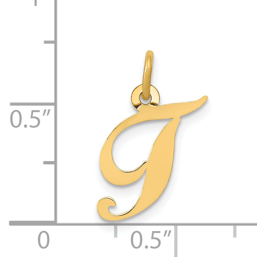 14K Small Fancy Script Letter T Initial Charm-YC650T