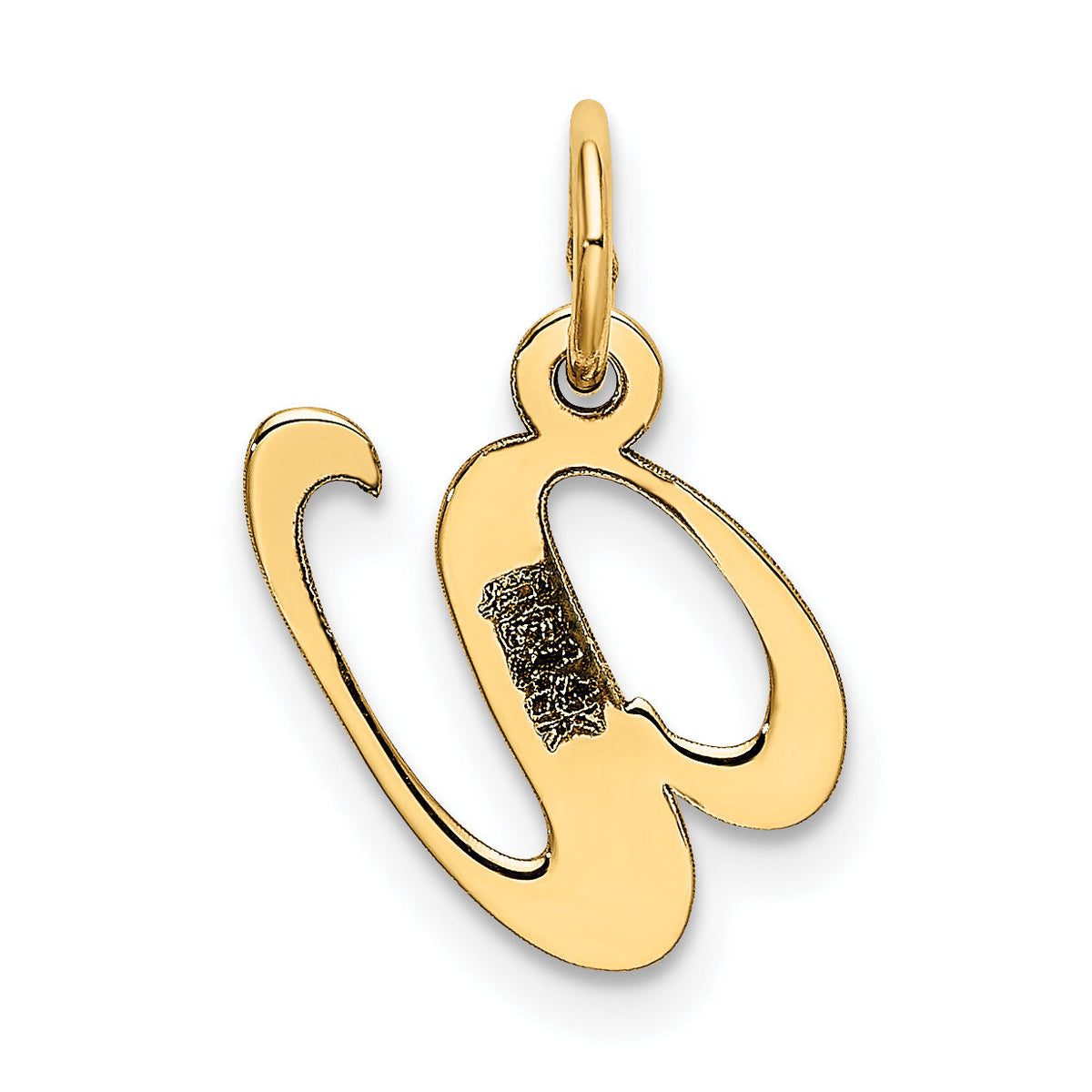 14K Small Fancy Script Letter V Initial Charm-YC650V