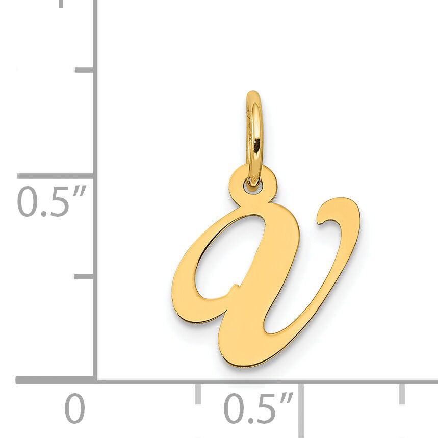 14K Small Fancy Script Letter V Initial Charm-YC650V