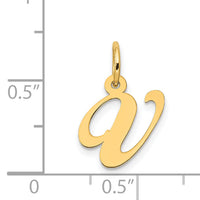 14K Small Fancy Script Letter V Initial Charm-YC650V