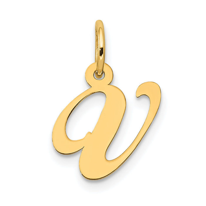 14K Small Fancy Script Letter V Initial Charm-YC650V