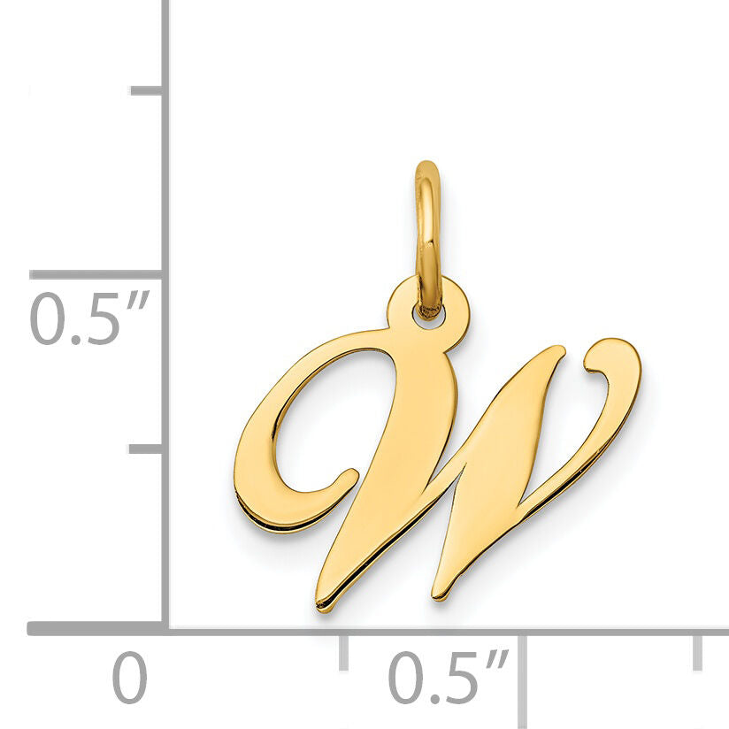 14K Small Fancy Script Letter W Initial Charm-YC650W