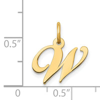 14K Small Fancy Script Letter W Initial Charm-YC650W