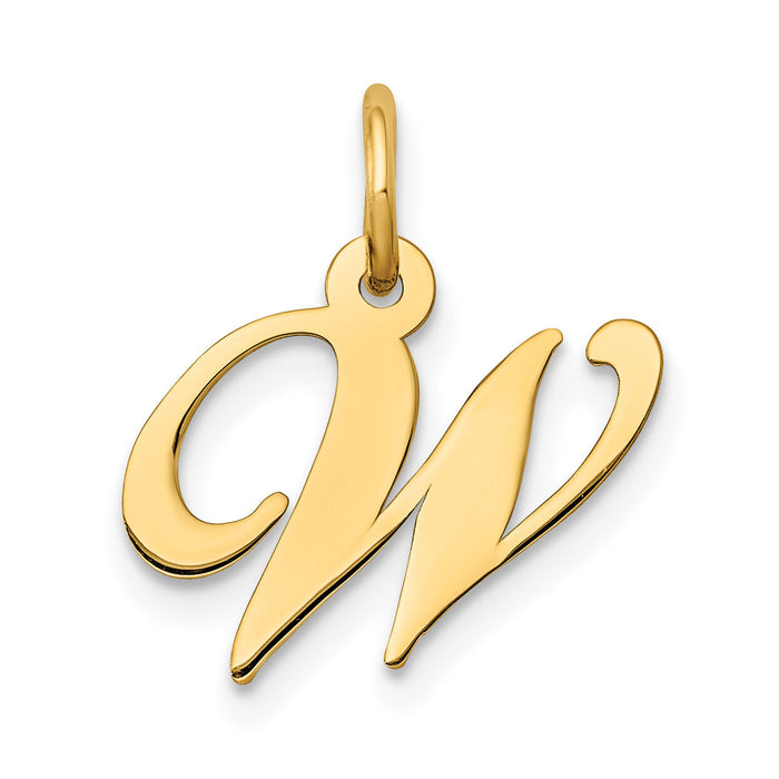 14K Small Fancy Script Letter W Initial Charm-YC650W