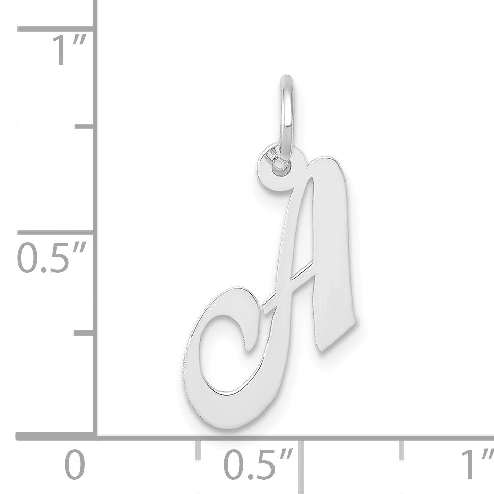 14k White Gold Small Fancy Script Letter A Initial Charm-YC651A