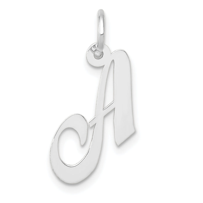 14k White Gold Small Fancy Script Letter A Initial Charm-YC651A