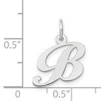 14k White Gold Small Fancy Script Letter B Initial Charm-YC651B
