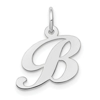 14k White Gold Small Fancy Script Letter B Initial Charm-YC651B