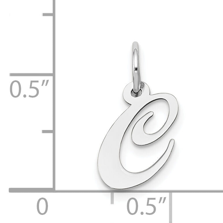 14k White Gold Small Fancy Script Letter C Initial Charm-YC651C