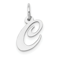 14k White Gold Small Fancy Script Letter C Initial Charm-YC651C