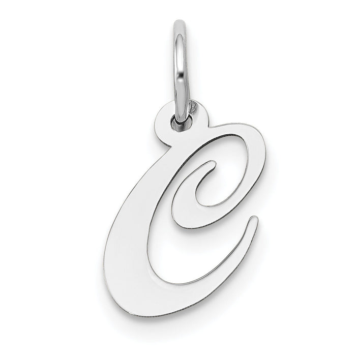 14k White Gold Small Fancy Script Letter C Initial Charm-YC651C