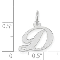 14k White Gold Small Fancy Script Letter D Initial Charm-YC651D