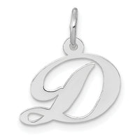 14k White Gold Small Fancy Script Letter D Initial Charm-YC651D
