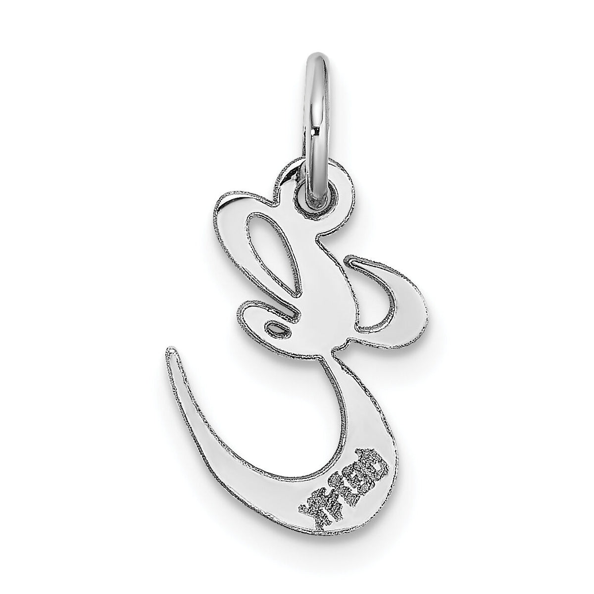 14k White Gold Small Fancy Script Letter E Initial Charm-YC651E