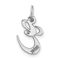 14k White Gold Small Fancy Script Letter E Initial Charm-YC651E