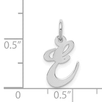 14k White Gold Small Fancy Script Letter E Initial Charm-YC651E