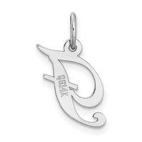 14k White Gold Small Fancy Script Letter F Initial Charm-YC651F