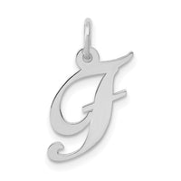 14k White Gold Small Fancy Script Letter F Initial Charm-YC651F