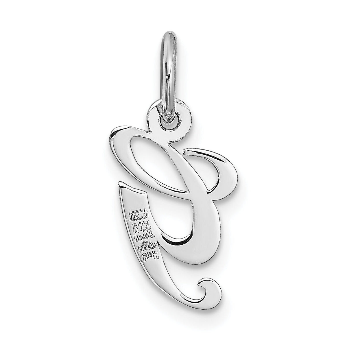 14k White Gold Small Fancy Script Letter G Initial Charm-YC651G