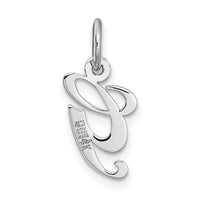 14k White Gold Small Fancy Script Letter G Initial Charm-YC651G