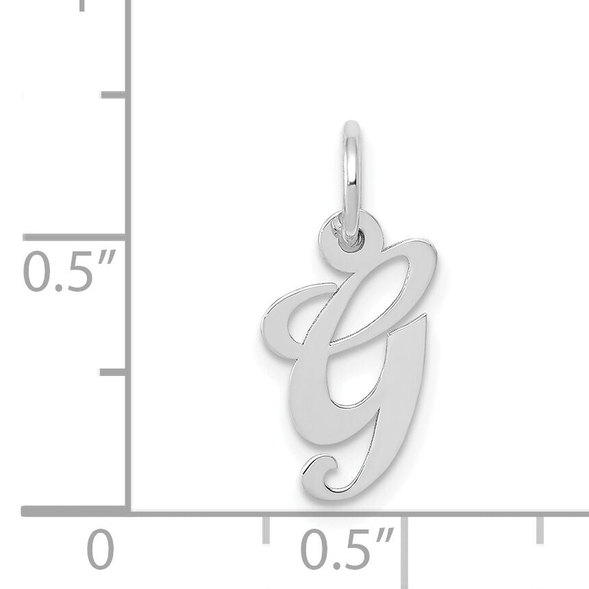 14k White Gold Small Fancy Script Letter G Initial Charm-YC651G