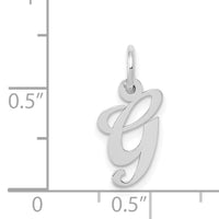 14k White Gold Small Fancy Script Letter G Initial Charm-YC651G