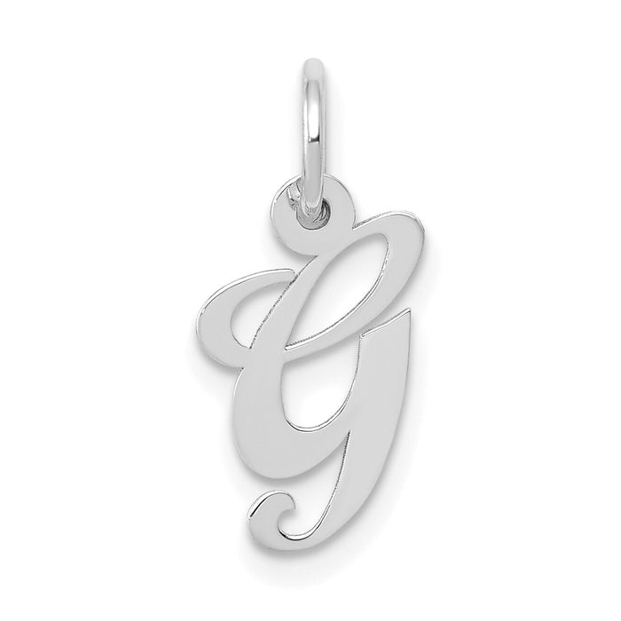 14k White Gold Small Fancy Script Letter G Initial Charm-YC651G