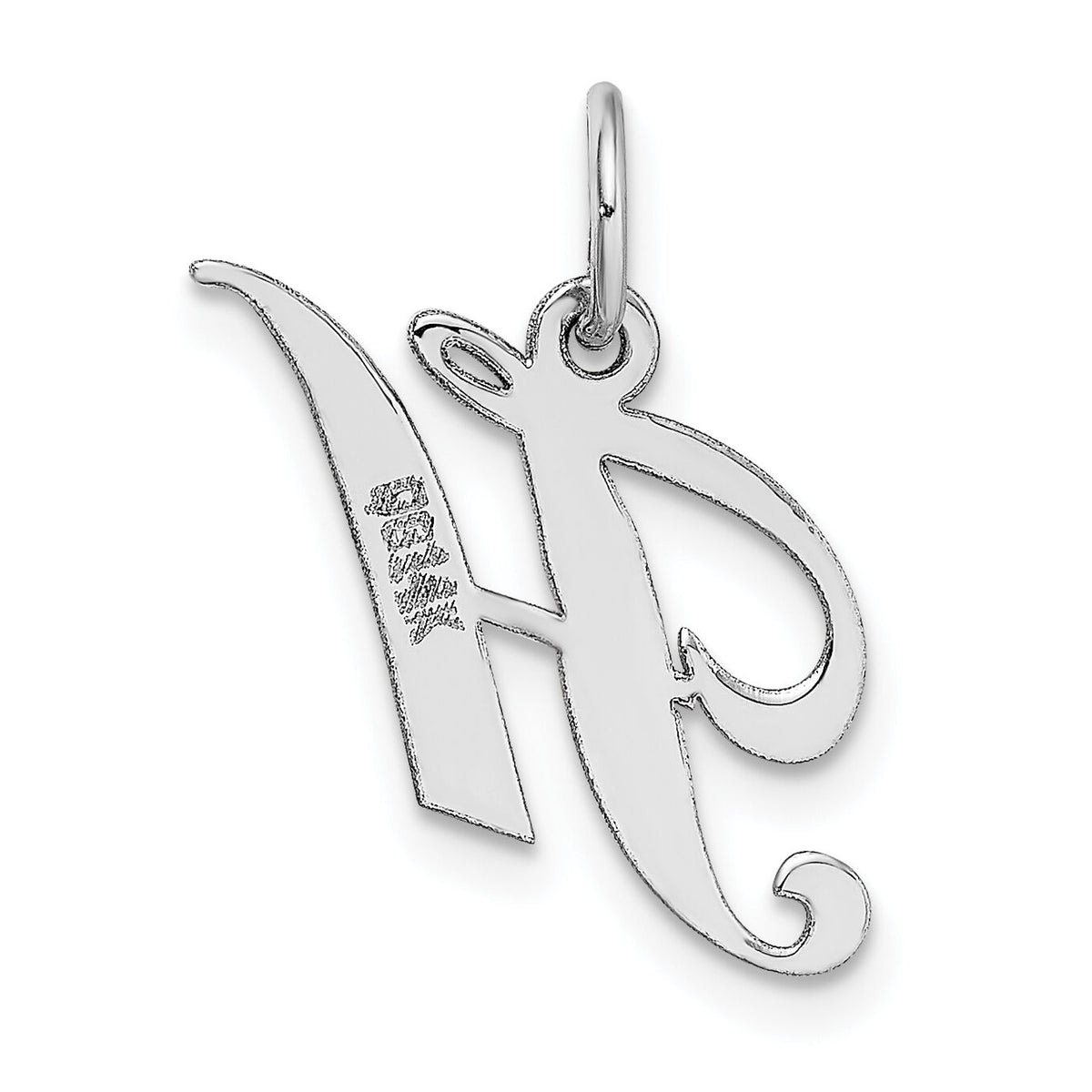 14k White Gold Small Fancy Script Letter H Initial Charm-YC651H