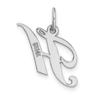 14k White Gold Small Fancy Script Letter H Initial Charm-YC651H