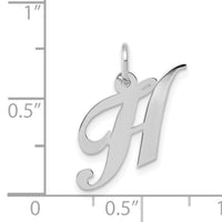 14k White Gold Small Fancy Script Letter H Initial Charm-YC651H