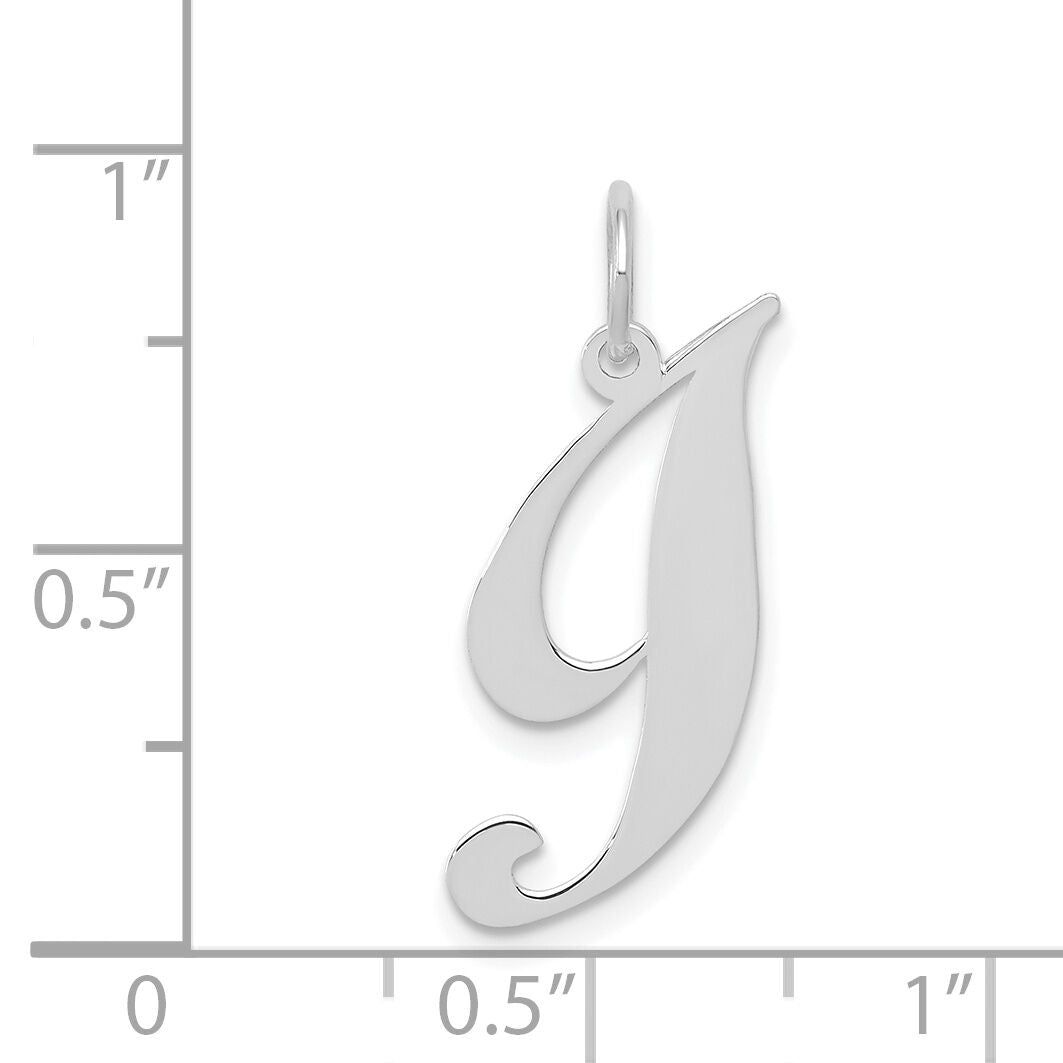 14k White Gold Small Fancy Script Letter I Initial Charm-YC651I