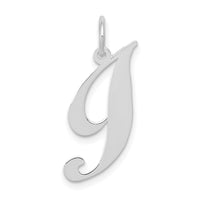 14k White Gold Small Fancy Script Letter I Initial Charm-YC651I