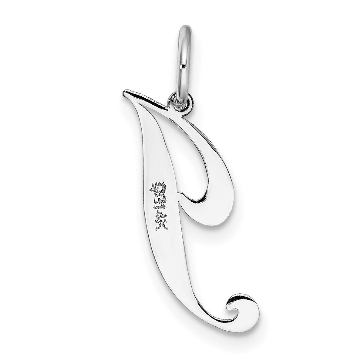 14k White Gold Small Fancy Script Letter J Initial Charm-YC651J