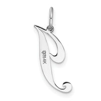 14k White Gold Small Fancy Script Letter J Initial Charm-YC651J