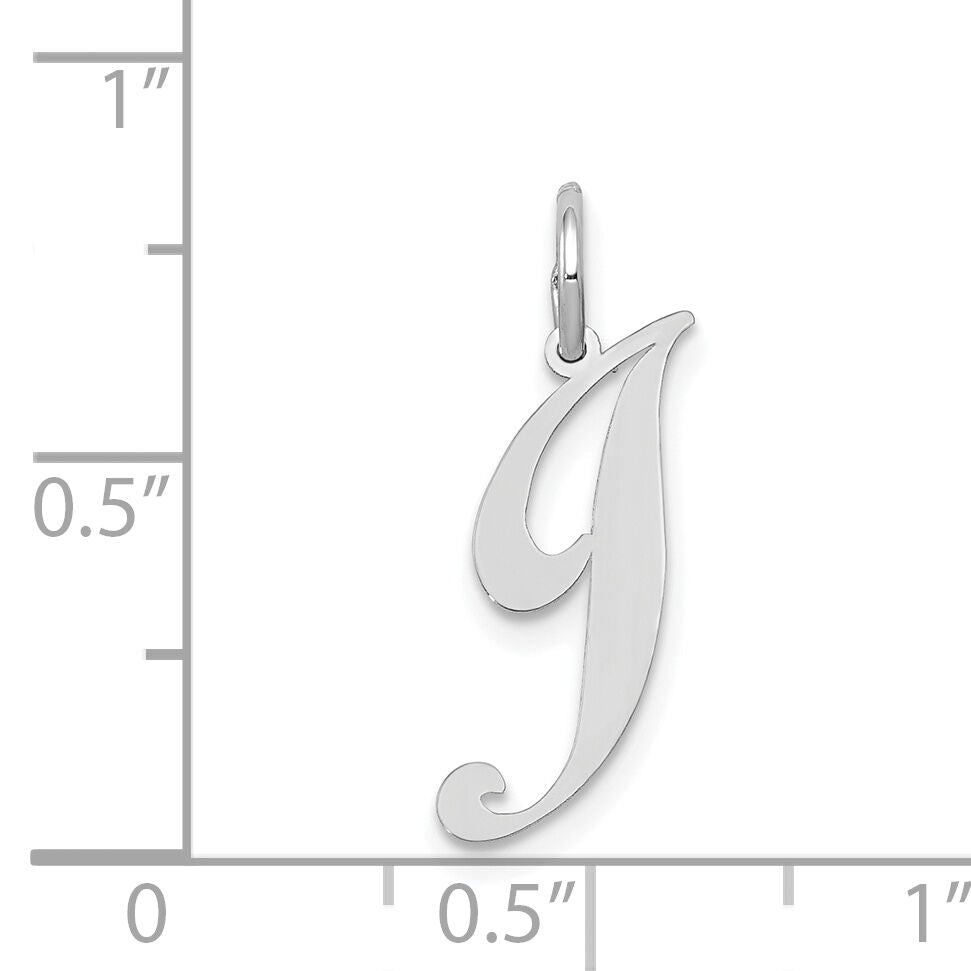 14k White Gold Small Fancy Script Letter J Initial Charm-YC651J