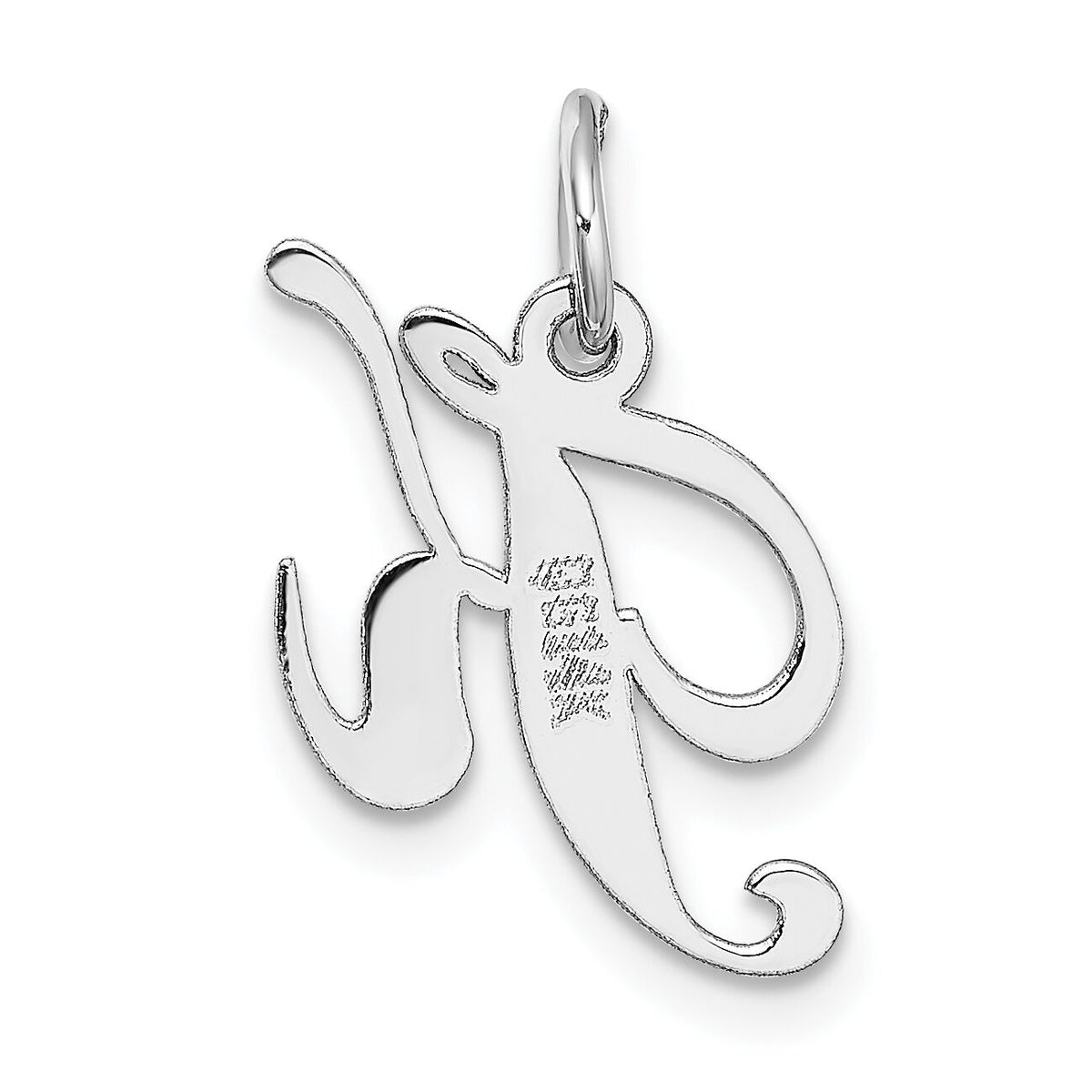 14k White Gold Small Fancy Script Letter K Initial Charm-YC651K