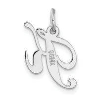14k White Gold Small Fancy Script Letter K Initial Charm-YC651K
