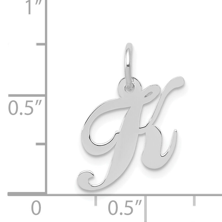 14k White Gold Small Fancy Script Letter K Initial Charm-YC651K
