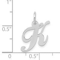 14k White Gold Small Fancy Script Letter K Initial Charm-YC651K