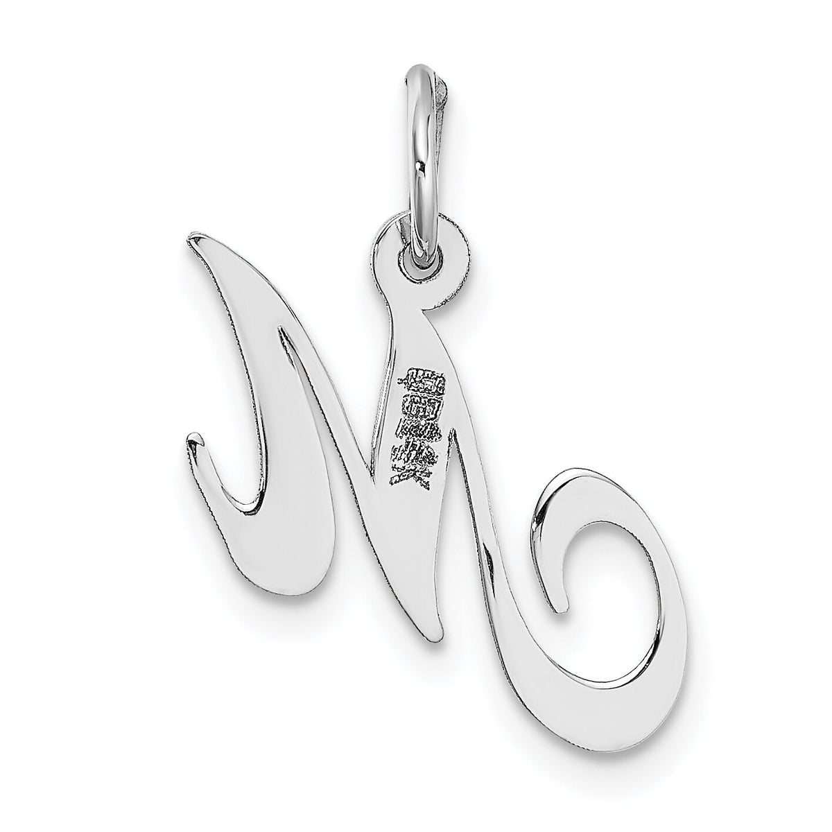 14k White Gold Small Fancy Script Letter M Initial Charm-YC651M