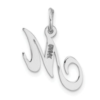 14k White Gold Small Fancy Script Letter M Initial Charm-YC651M