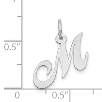 14k White Gold Small Fancy Script Letter M Initial Charm-YC651M