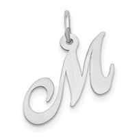 14k White Gold Small Fancy Script Letter M Initial Charm-YC651M