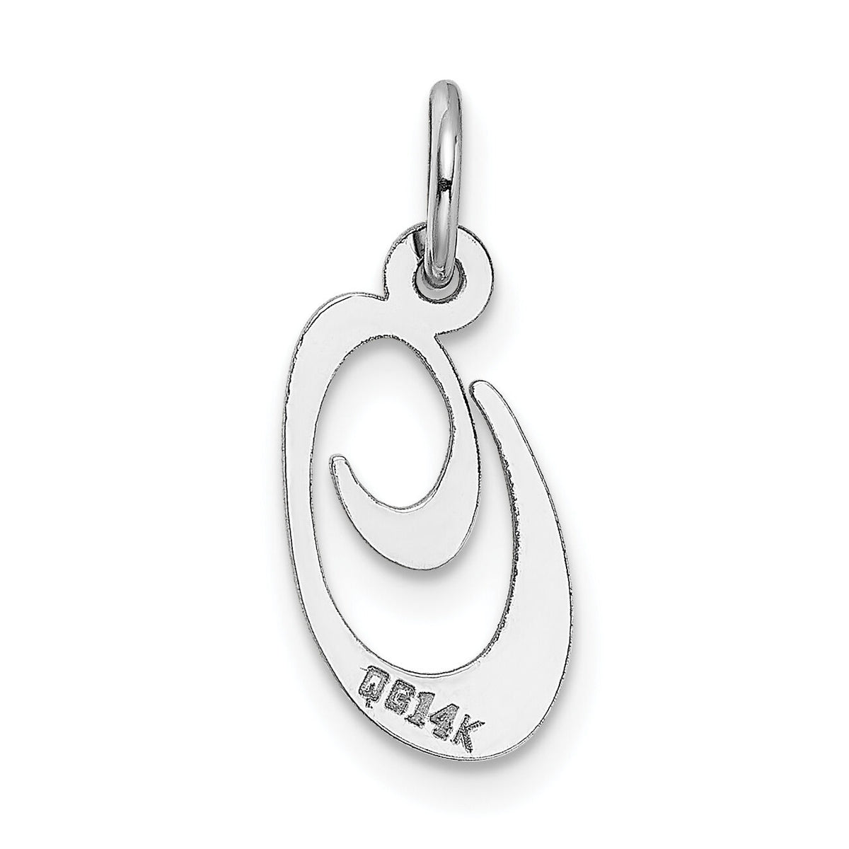 14k White Gold Small Fancy Script Letter O Initial Charm-YC651O