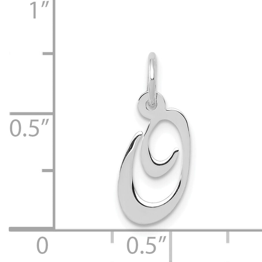 14k White Gold Small Fancy Script Letter O Initial Charm-YC651O
