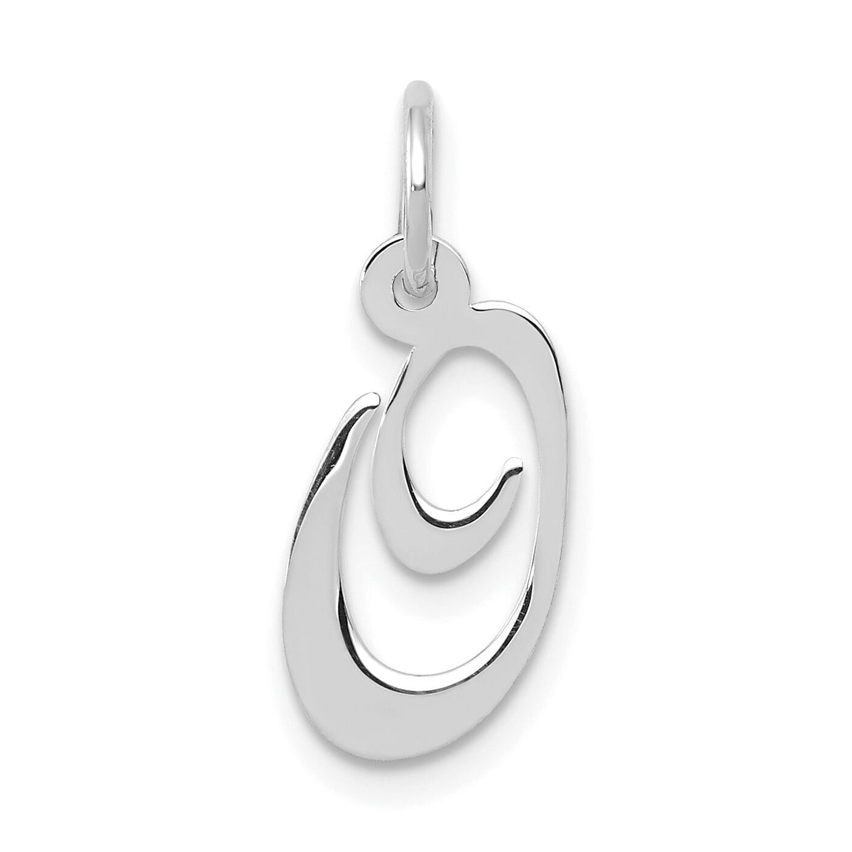 14k White Gold Small Fancy Script Letter O Initial Charm-YC651O