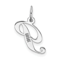 14k White Gold Small Fancy Script Letter P Initial Charm-YC651P