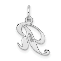 14k White Gold Small Fancy Script Letter R Initial Charm-YC651R