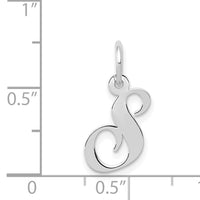 14k White Gold Small Fancy Script Letter S Initial Charm-YC651S